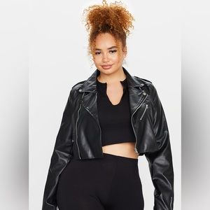 Cropped Faux Leather Jacket